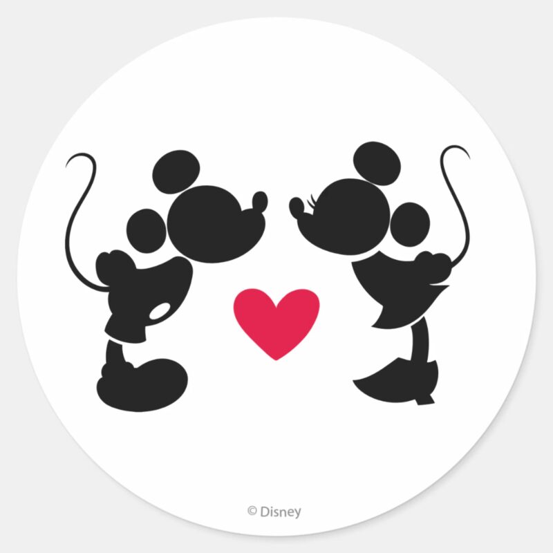 Mickey Minnie Wedding Silhouette Classic Round Sticker