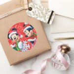 Mickey Minnie With Snowflake Classic Round Sticker