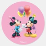 Mickey Minnie Birthday Classic Round Sticker