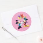 Mickey Minnie Birthday Classic Round Sticker