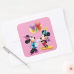 Mickey Minnie Birthday Square Sticker
