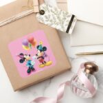 Mickey Minnie Birthday Square Sticker