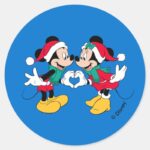Mickey Minnie Christmas Love Classic Round Sticker
