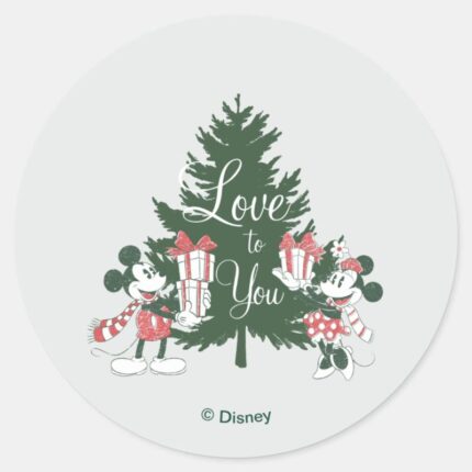 Mickey Minnie Christmas Love To You Classic Round Sticker