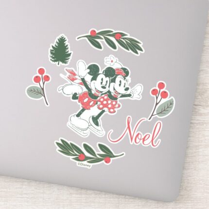 Mickey Minnie Christmas Skating Noel Sticker