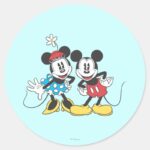 Mickey Minnie Classic Pair Classic Round Sticker