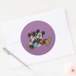 Mickey Minnie Classic Pair Sitting Classic Round Sticker