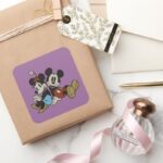 Mickey Minnie Classic Pair Sitting Square Sticker