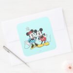 Mickey Minnie Classic Pair Square Sticker