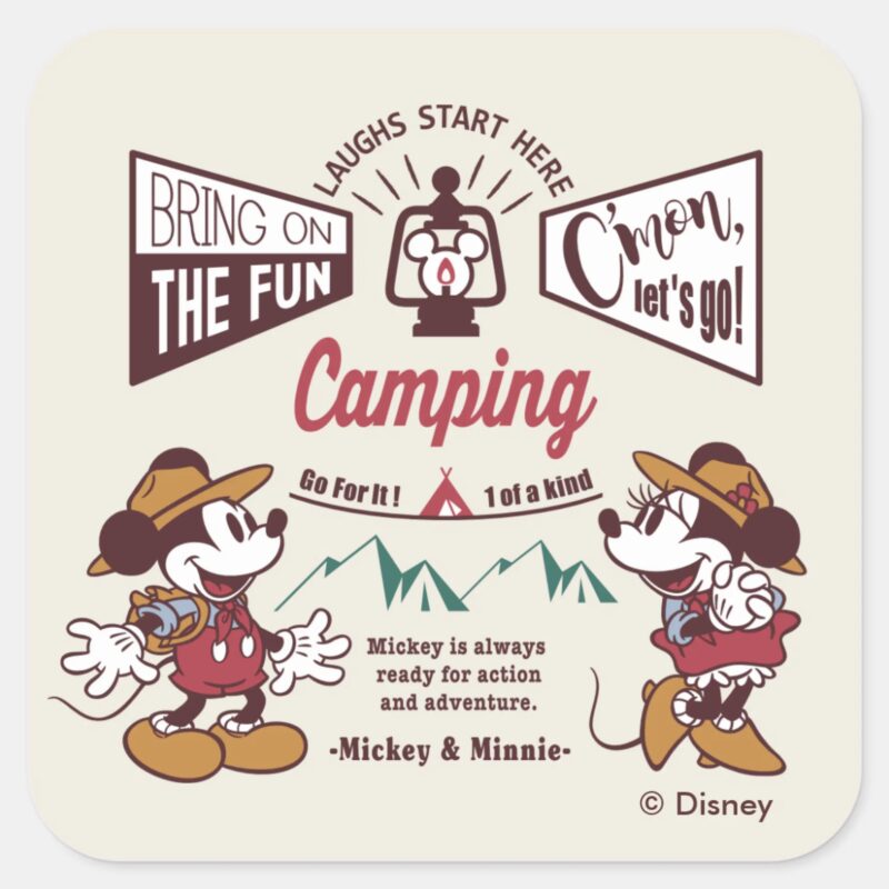 Mickey Minnie Cmon Lets Go Square Sticker