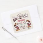 Mickey Minnie Cmon Lets Go Square Sticker