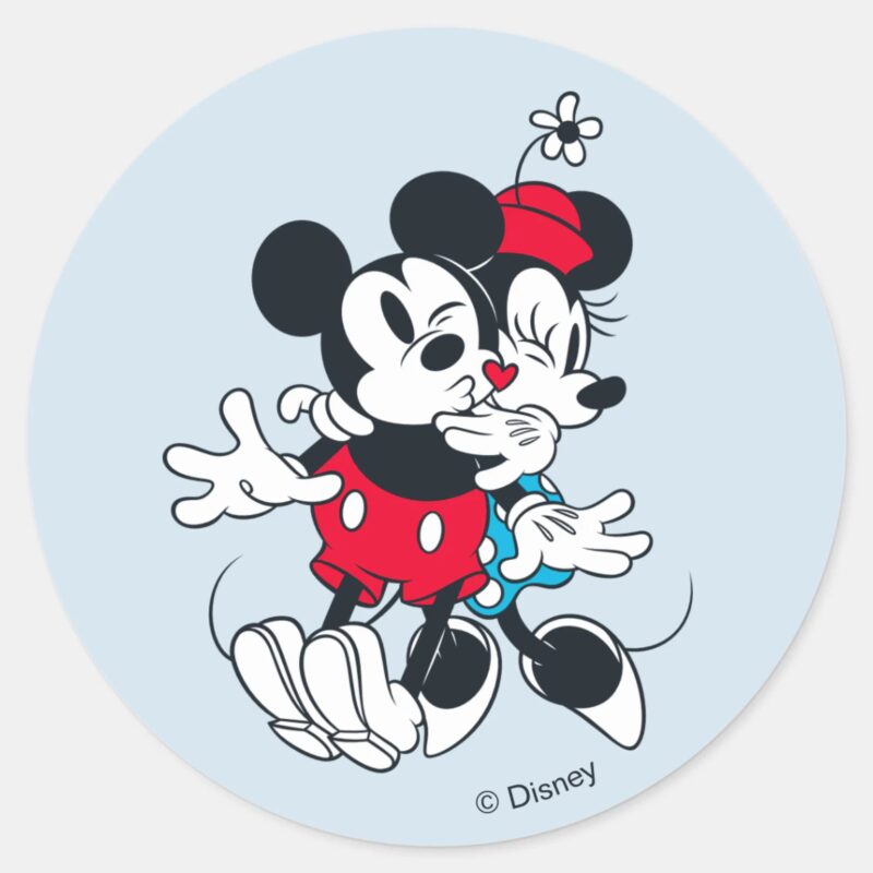 Mickey Minnie Forever Love Classic Round Sticker