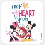 Mickey Minnie From My Heart To Yours Square Sticker