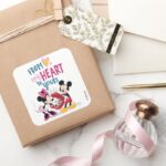 Mickey Minnie From My Heart To Yours Square Sticker