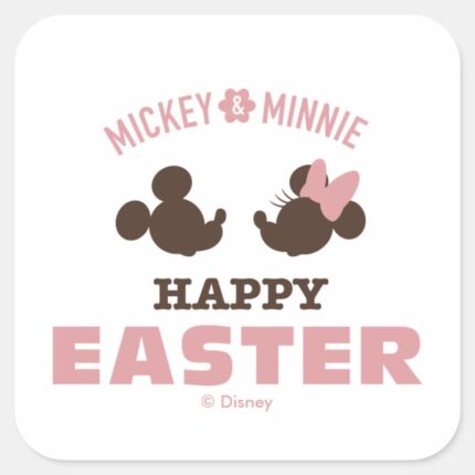 Mickey Minnie Happy Easter Square Sticker