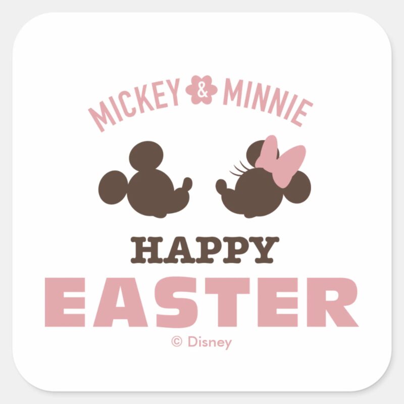 Mickey Minnie Happy Easter Square Sticker