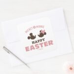 Mickey Minnie Happy Easter Square Sticker