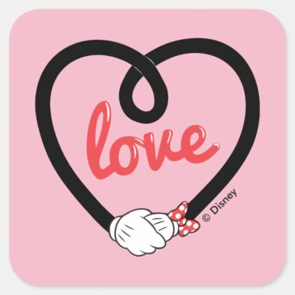 Mickey Minnie Heart Love Square Sticker