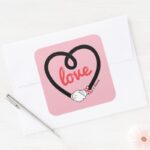 Mickey Minnie Heart Love Square Sticker