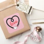 Mickey Minnie Heart Love Square Sticker