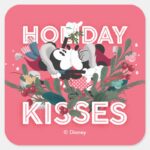 Mickey Minnie Holiday Kisses Square Sticker