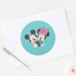 Mickey Minnie Hugging Classic Round Sticker
