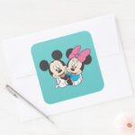 Mickey Minnie Hugging Square Sticker