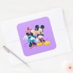 Mickey Minnie Kiss On Cheek Square Sticker