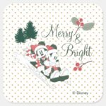 Mickey Minnie Merry Bright Square Sticker