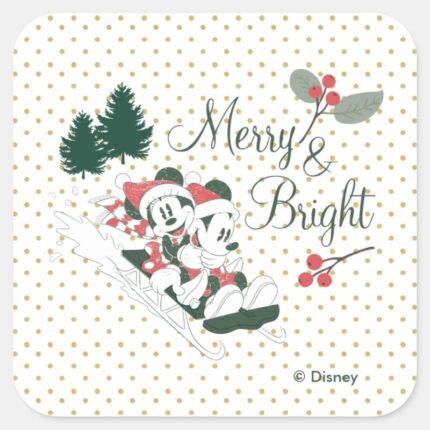 Mickey Minnie Merry Bright Square Sticker