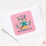 Mickey Minnie Up To Snow Good Square Sticker