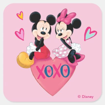 Mickey Minnie XOXO Valentine Square Sticker