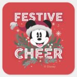Mickey Festive Cheer Square Sticker