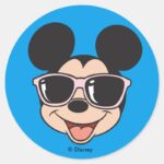 Mickey Mickey Smiling Sunglasses Classic Round Sticker