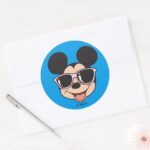 Mickey Mickey Smiling Sunglasses Classic Round Sticker