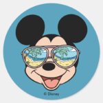 Mickey Mickey Tropical Sunglasses Classic Round Sticker