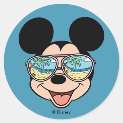 Mickey Mickey Tropical Sunglasses Classic Round Sticker