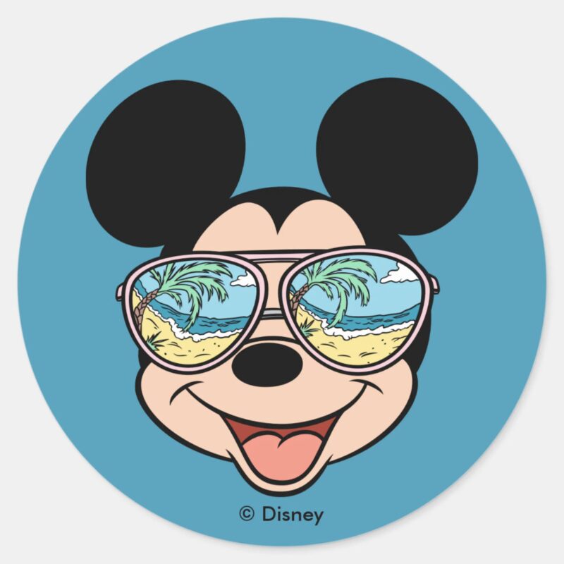 Mickey Mickey Tropical Sunglasses Classic Round Sticker