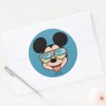 Mickey Mickey Tropical Sunglasses Classic Round Sticker