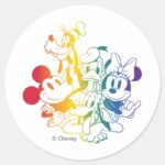 Mickey And Friends Happy Rainbow Classic Round Sticker