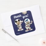 Mickey And Friends Space Birthday Thank You Square Sticker