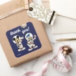 Mickey And Friends Space Birthday Thank You Square Sticker
