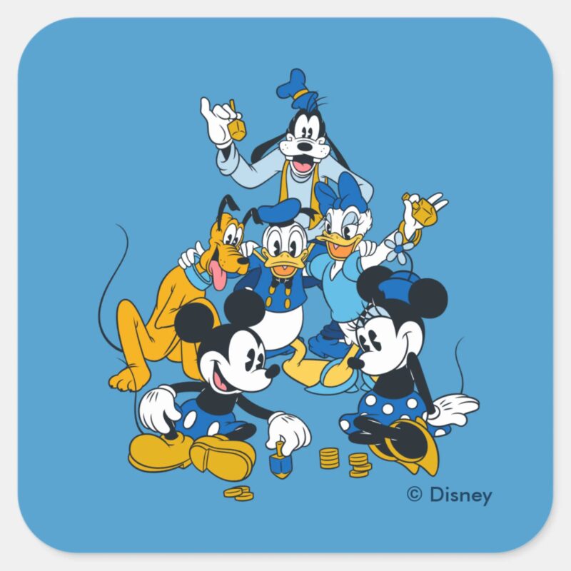 Mickey And Friends Dreidel Days Square Sticker