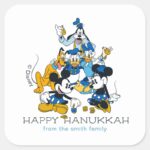 Mickey And Friends Happy Hanukkah Personalized Square Sticker