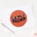 Mickey And Minnie Happy Halloween Classic Round Sticker