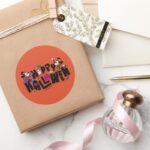 Mickey And Minnie Happy Halloween Classic Round Sticker