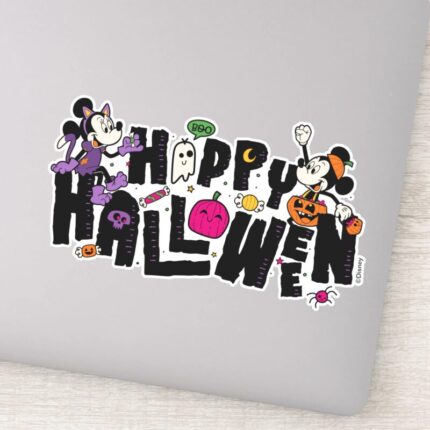Mickey And Minnie Happy Halloween Sticker