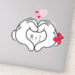 Mickey And Minnie Making Heart Sign With Hands Sticker