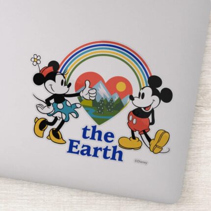 Mickey And Minnie Love The Earth Sticker