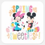 Mickey And Minnie Spring Sweeties Square Sticker